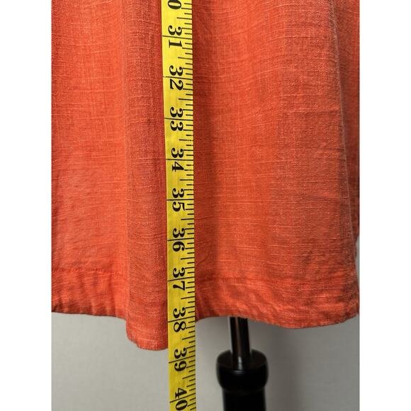 Umgee Anthropology Tunic Dress L Linen Blend V-Neck Short Sleeve Raw Frayed Hem - Picture 13 of 16